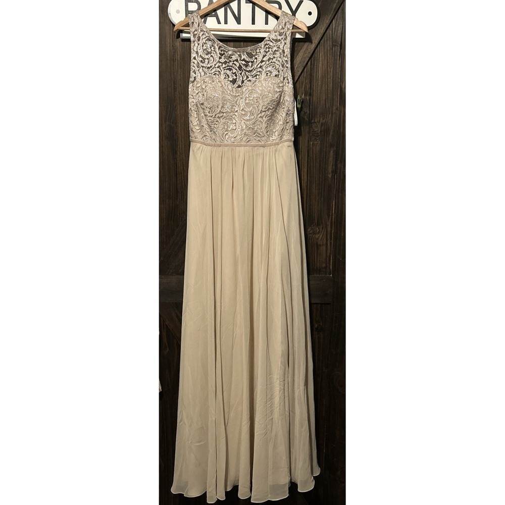 Jenny Yoo Collection Gwenyth Dress Womens Size 10 NWT Sand Color‎ Formal Gown